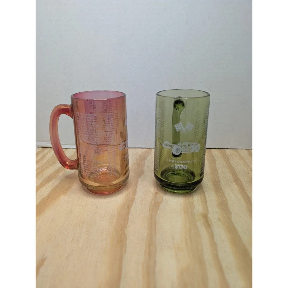 Vintage 1972 Souvenir Indianapolis 500 Winner's List 1941-1972 Green Pink Mug - Picture 1 of 6
